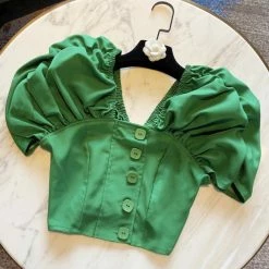 Summer Lovin' Jessica Bara Olenna Puff Sleeve Crop Top