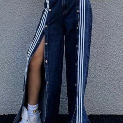 The Denim Destination Jessica Bara Jeanine Button Up Striped Jeans