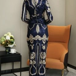 The Event Shop Jessica Bara Bellamy Long Sleeve Sequin Gown