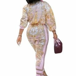 Summer Lovin' Jessica Bara Pandora Printed Blouse And Pant Two Piece Set