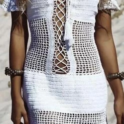 Jessica Bara Carlton Crochet One Piece Cover Up Influencer Style