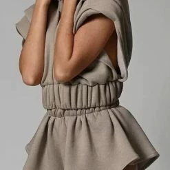 Jessica Bara Jennie Sleeveless Hoodie And Shorts Two Piece Set