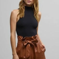 Reve Doll Essentials Commando Faux Leather Paperbag Short