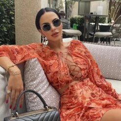 Influencer Style Jessica Bara Everleigh Floral Strappy Top And Skirt Two Piece Set