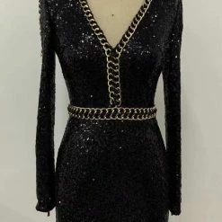 Jessica Bara Shareen Sequin Chain Mini Dress