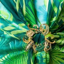 Jessica Bara Galilea Long Sleeve Tropical Print Maxi Dress