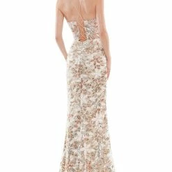 The Event Shop Colors Dress Sequin Ruched Strappy Back Gown