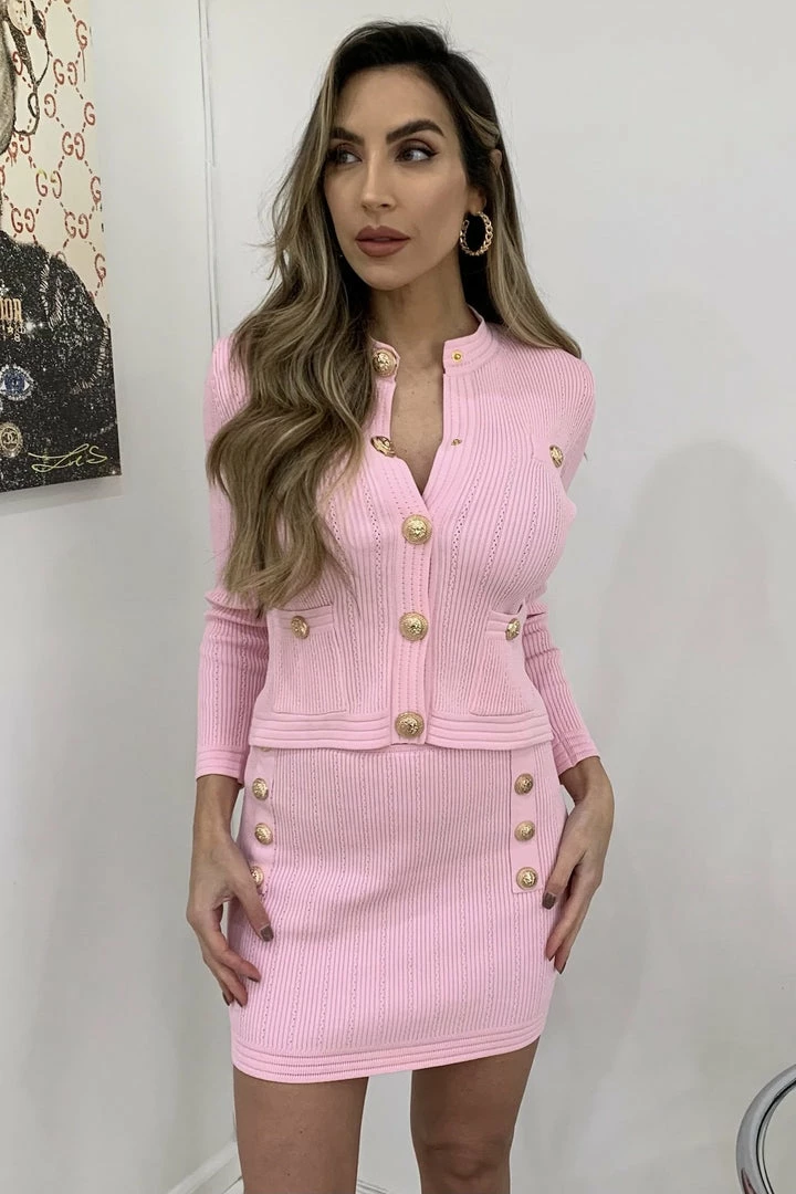 Jessica Bara Eloise Gold Button Two Piece Set