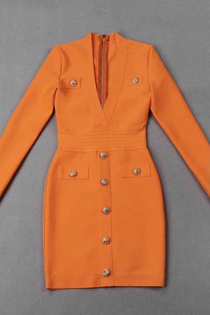 Jessica Bara Caroline Long Sleeve Bandage Dress