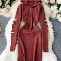 Jessica Bara Kyrie Cut Out Hoodie Midi Dress Reve Doll Essentials