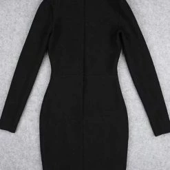 Influencer Style Jessica Bara Claudine Long Sleeve Bandage Crystal Party Dress