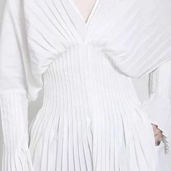 Jessica Bara Zaya Pleated Long Flare Sleeve Blouse The 9-5 Shop