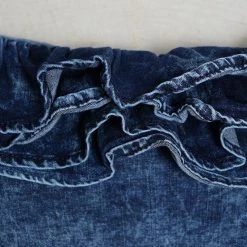 Jessica Bara Giulia Denim Ruffle Crop Top