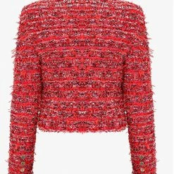 Jessica Bara Leia Tweed Crop Top And Blazer Two Piece Set Giulia Nati