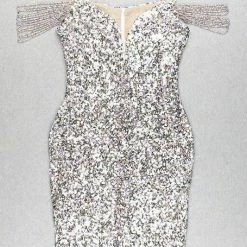 Influencer Style Jessica Bara Santana Sequin Off The Shoulder Mini Dress