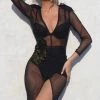 Cioccolato Long Sleeve Sheer Maxi Cover Up Influencer Style