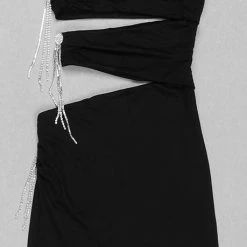 Jessica Bara Thalia Cut Out Crystal Fringe Dress Birthday Suit