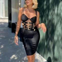 Jessica Bara Persia Bandage Gold Buckle Dress