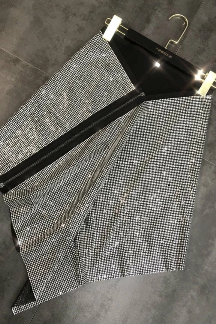 ReveBoutique Summer Lovin' Jessica Bara Manny Rhinestone Zipper High Waisted Skirt