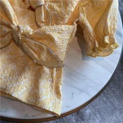 Influencer Style Jessica Bara Agnes Bowknot Puff Sleeve Top