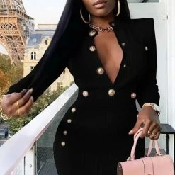 Jessica Bara Maximillia Long Sleeve Button Mini Dress The 9-5 Shop