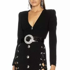 ReveBoutique Jessica Bara Tamari Long Sleeve Lace Up Mini Dress