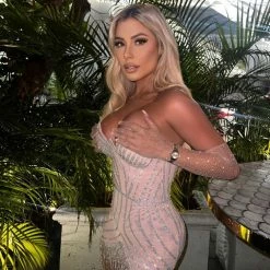 Best Sellers Jessica Bara Alpha Strapless Crystal Mesh Mini Dress