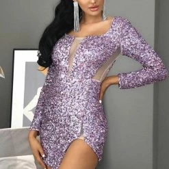 Jessica Bara Jane Long Sleeve Sequin Mini Dress Influencer Style