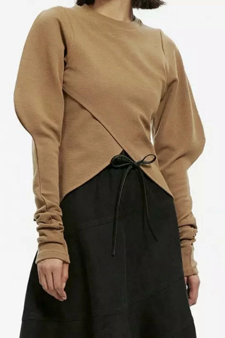 Jessica Bara Isaias Long Puff Sleeve Knit Top