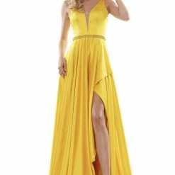 Colors Dress A Line Leg Slit Gown The Event Shop