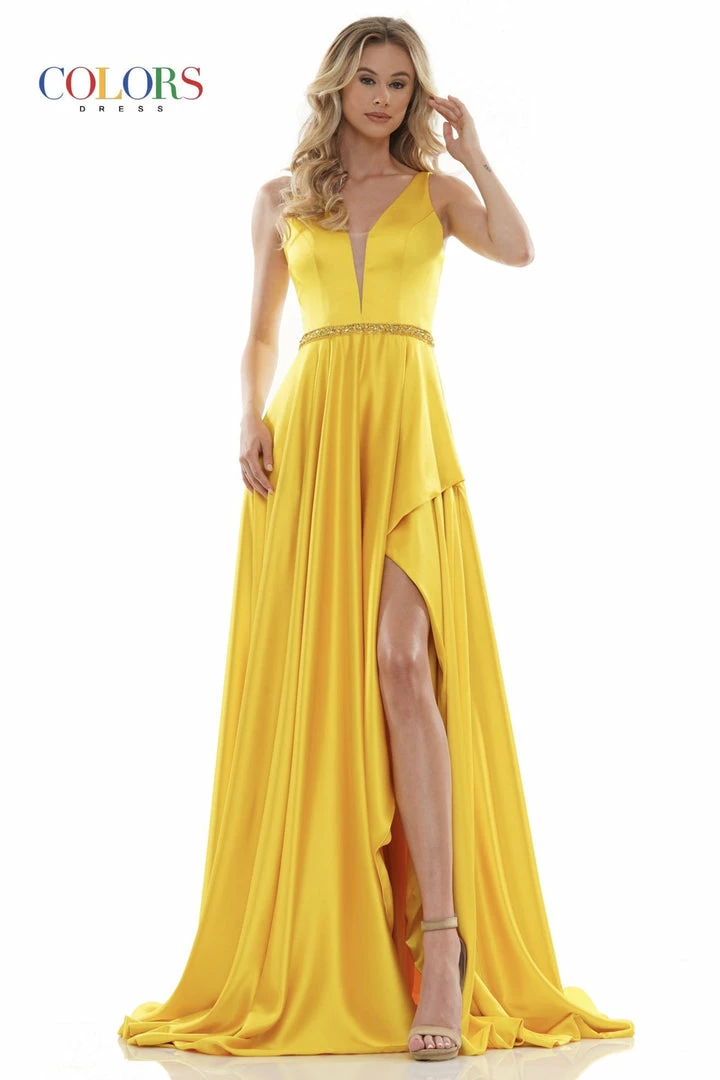 Colors Dress A Line Leg Slit Gown The Event Shop