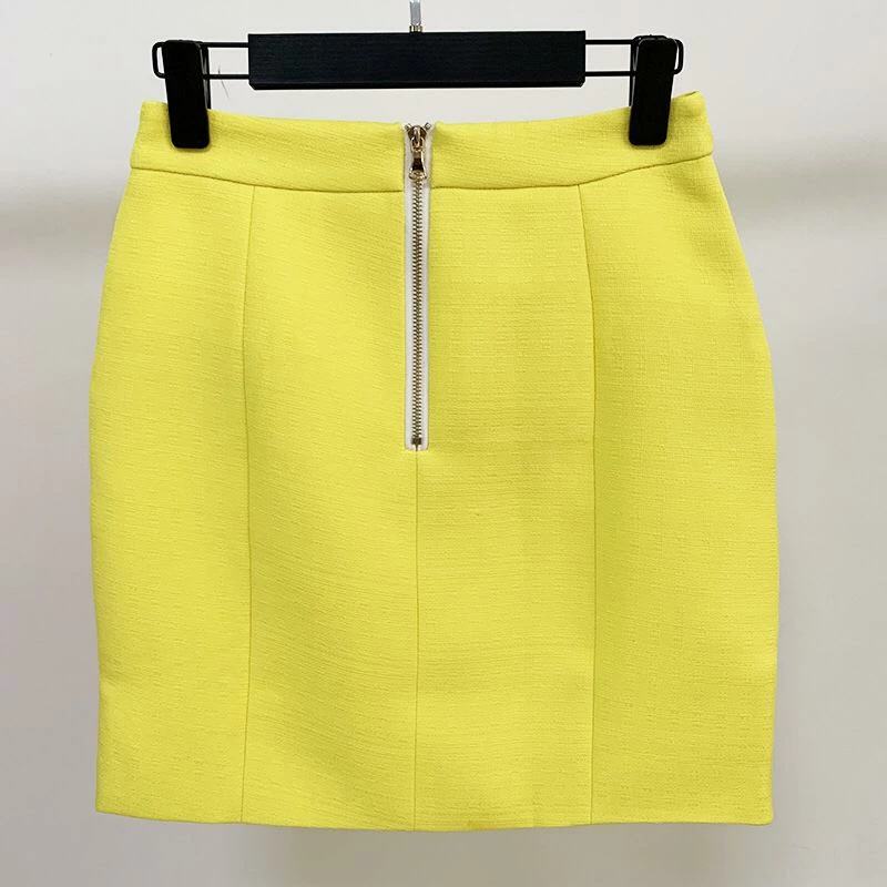 The 9-5 Shop Jessica Bara Betsy Gold Button Mini Skirt