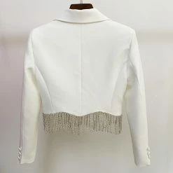 Influencer Style Jessica Bara Karter Fringe Blazer And Skirt Two Piece Set