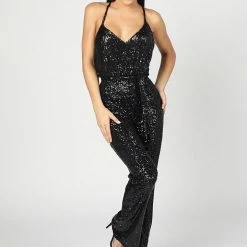 Nicole Bakti V Neck Sequin Jumpsuit
