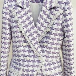 Jessica Bara Aubrielle Houndstooth Tweed Blazer Influencer Style