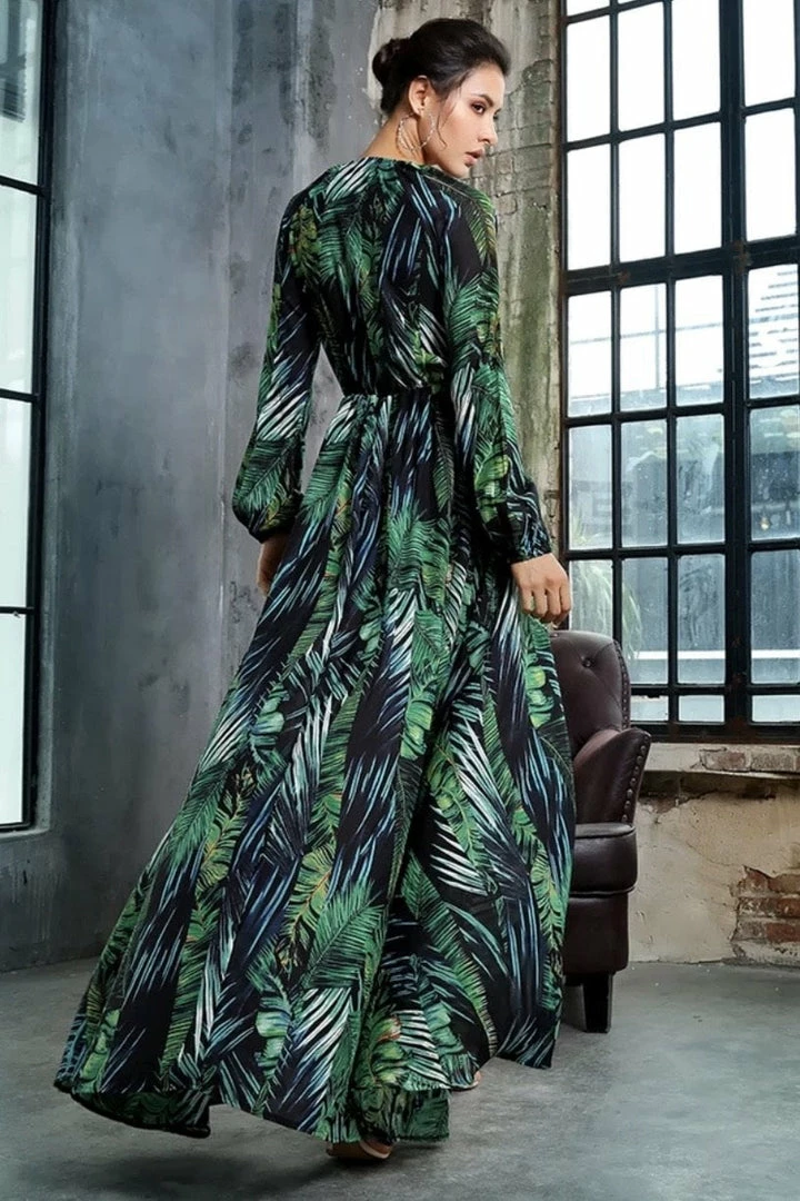 Jessica Bara Carter Tropical Print Maxi Romper Influencer Style