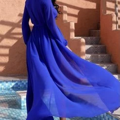 Jessica Bara Laura Long Sleeve Open Leg Romper Maxi Cover Up Summer Lovin'