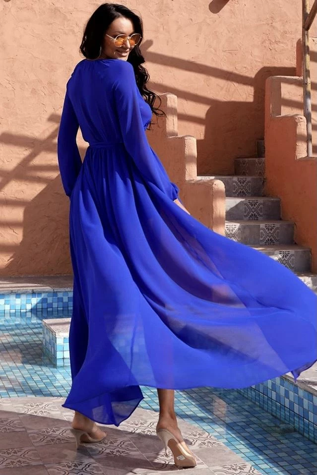 Jessica Bara Laura Long Sleeve Open Leg Romper Maxi Cover Up Summer Lovin'