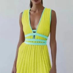 Summer Lovin' Jessica Bara Norma Pleated Strappy Knit Mini Dress