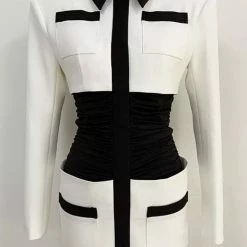 Jessica Bara Perry Long Sleeve Color Block Mini Dress