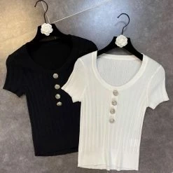 Jessica Bara Larisa Button Short Sleeve Top Reve Doll Essentials