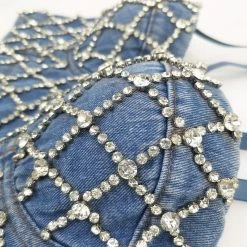 Jessica Bara Skye Rhinestone Bustier Crop Top