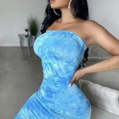 Summer Lovin' Jessica Bara Cressida Strapless Tie Dye Maxi Dress