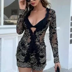 Jessica Bara Kyra Embroidery Blazer And Short Two Piece Set