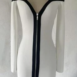 Jessica Bara Alaska Bodycon Cold Shoulder Zipper Dress Birthday Suit