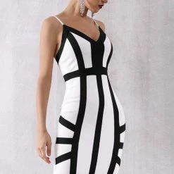 Birthday Suit Jessica Bara Sylvia Contrast Bandage Midi Dress