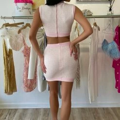 Best Sellers Jessica Bara Chandler Button Printed Crop Top And Skirt Two Piece Set