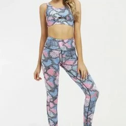 Jessica Bara Jada Snakeskin Sports Bra And Legging Two Piece Set Tops