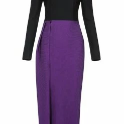 Jessica Bara Beth Long Sleeve Colorblock Bodycon Dress