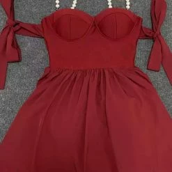 Jessica Bara Gabrielle Pearl Strap Mini Dress